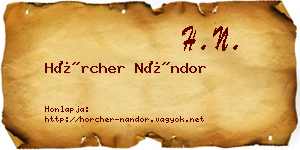 Hörcher Nándor névjegykártya